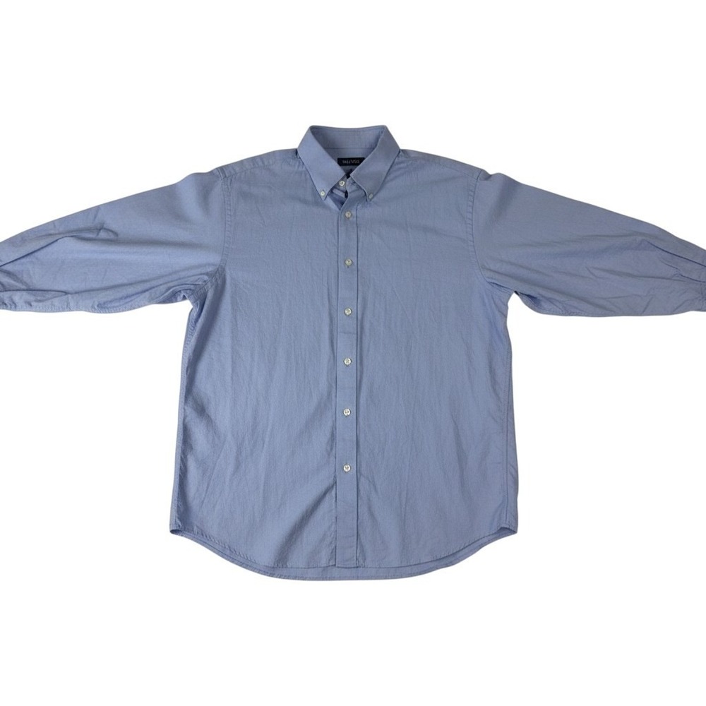 Nautica Button Down Dress Shirt L 16.5 Blue Oxford Preppy Business Long Sleeve